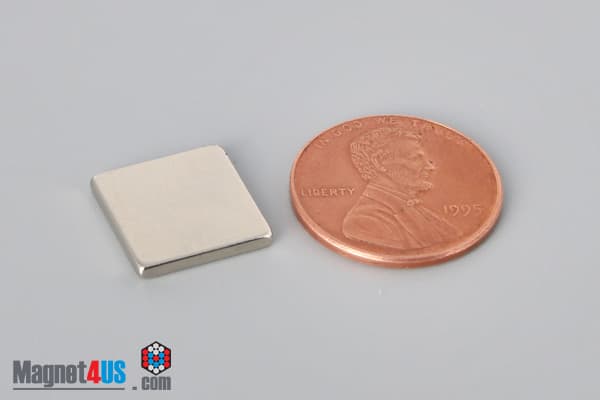 1/2" x 1/2" x 1/16" N40 Neodymium Block Magnet