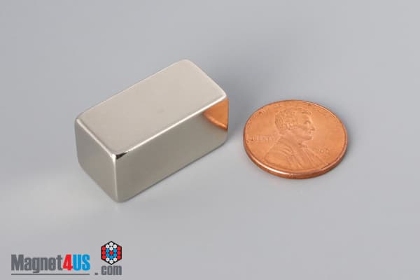 1/2" x 1/2" x 1" N45 Neodymium Block Magnet