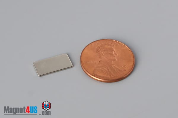 1/2" x 1/4" x 1/32" N45 Neodymium Block Magnet