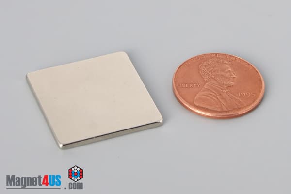 7/8" x 7/8" x 1/16" N45 Neodymium Block Magnet