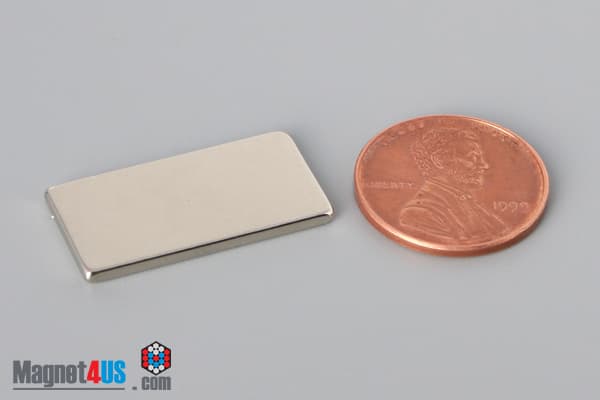 1" x 1/2" x 1/16" N52 Neodymium Block Magnet