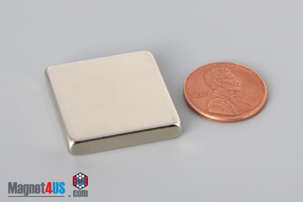 1" x 1" x 3/16" N45 Neodymium Block Magnet