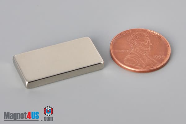 1" x 1/8" x 1/2" N45 Neodymium Block Magnet