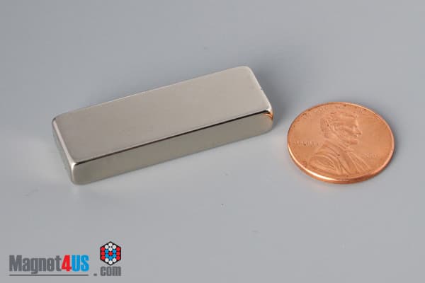 1 1/2" x 1/2" x 1/4" N45 Neodymium Block Magnet