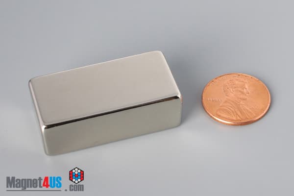 1 1/2" x 3/4" x 1/2" N45 Neodymium Block Magnet