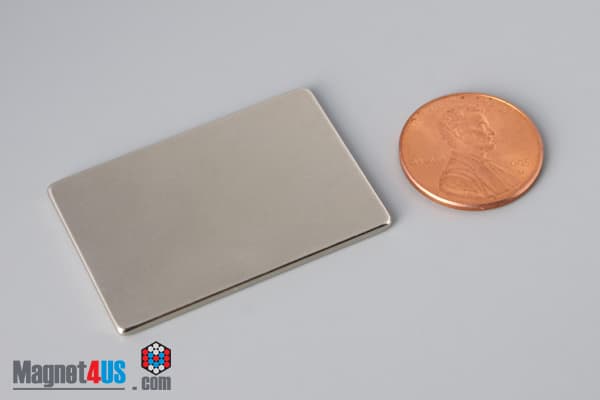 1 1/2" x 1" x 1/16" N45 Neodymium Block Magnet - photo 1