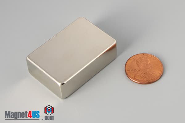 1 1/2" x 1" x 1/2" N45 Neodymium Block Magnet