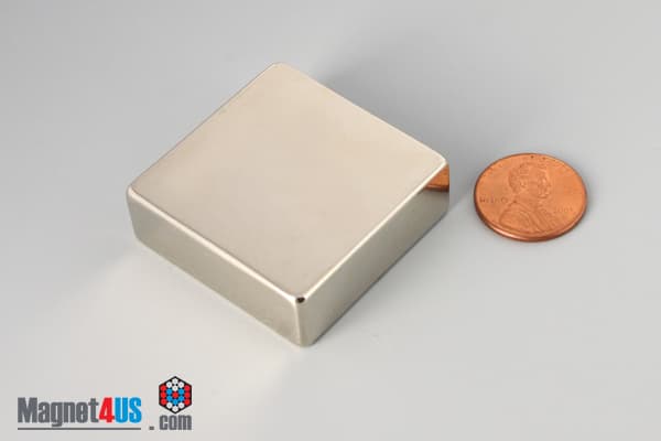 1 1/2" x 1 1/2" x 1/2" N40 Neodymium Block Magnet