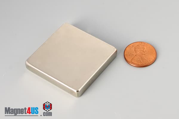 1 1/2" x 1 1/2" x 1/4" N40 Neodymium Block Magnet