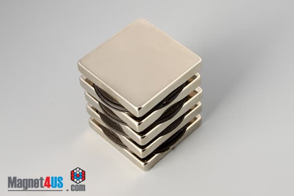 1 1/2" x 1 1/2" x 1/4" N40 Neodymium Block Magnet - photo 4