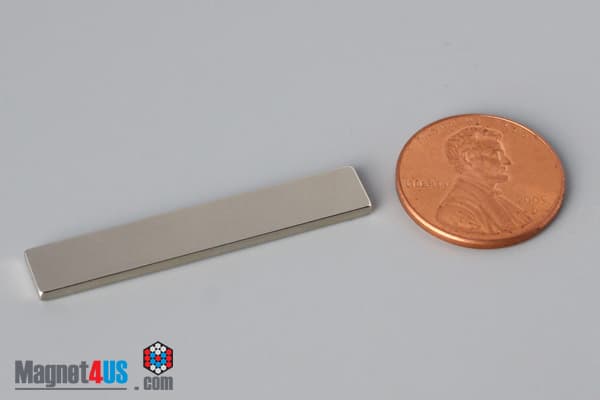 1 1/2" x 1/4" x 1/16" N40 Neodymium Block Magnet