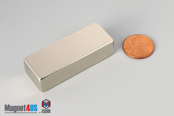 2" x 1/2" x 3/4" N45 Neodymium Block Magnet
