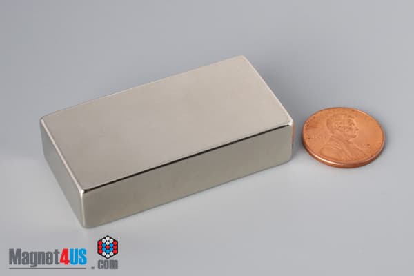 2" x 1" x 1/2" N52 Neodymium Block Magnet