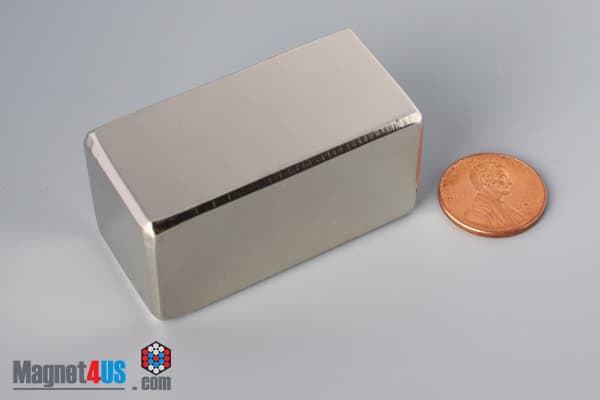 2" x 1" x 1" N40 Neodymium Block Magnet