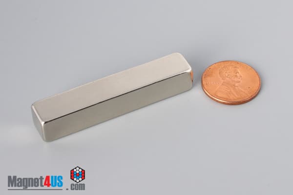 2" x 3/8" x 3/8" N45 Neodymium Block Magnet