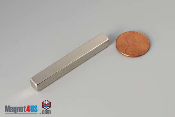 1/4" x 1/4" x 2" N45 Neodymium Block Magnet