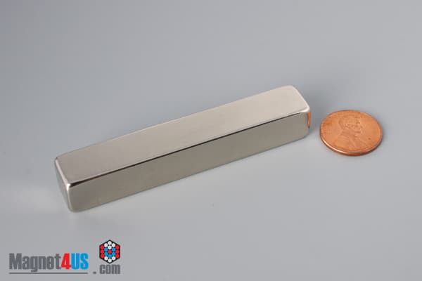 3" x 1/2" x 1/2" N40 Neodymium Block Magnet