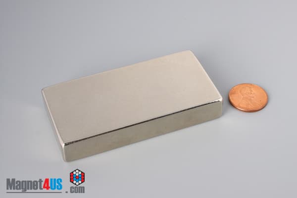 3" x 1 1/2" x 1/2" N45 Neodymium Block Magnet