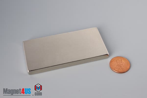 3" x 1 1/2" x 1/4" N45 Neodymium Block Magnet