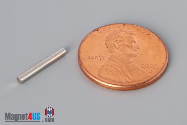 1/16" dia. x 1/2" N40 Neodymium Cylinder Magnet