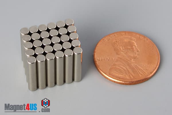 1/10" dia. x 1/2" N45 Neodymium Cylinder Magnet - photo 3