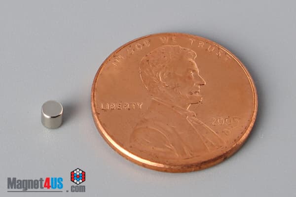 1/10" dia. x 1/10" N45 Neodymium Cylinder Magnet
