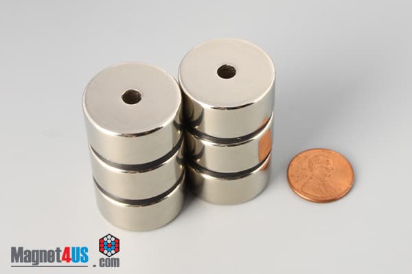 1" od x 3/16" id x 1/2" N45 Neodymium Ring Magnet - photo 5