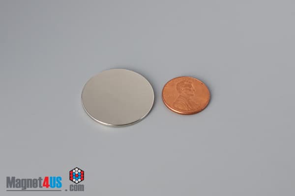 1 1/8" dia. x 1/16" N45 Neodymium Disc Magnet