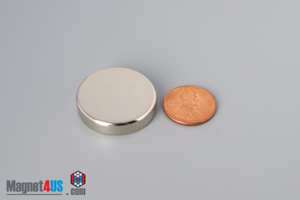 1 1/8" dia. x 1/4" N45 Neodymium Disc Magnet