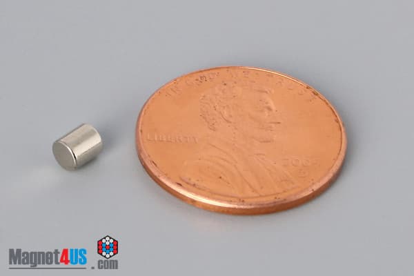 1/8" dia. x 3/16" N45 Neodymium Cylinder Magnet