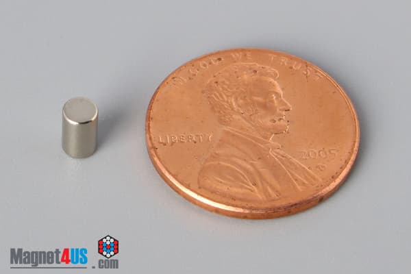1/8" dia. x 2/10" N45 Neodymium Cylinder Magnet