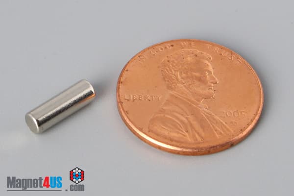 1/8" dia. x 3/8" N40 Neodymium Cylinder Magnet