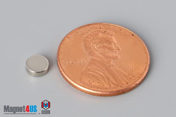 3/16" dia. x 1/16" N45 Neodymium Disc Magnet