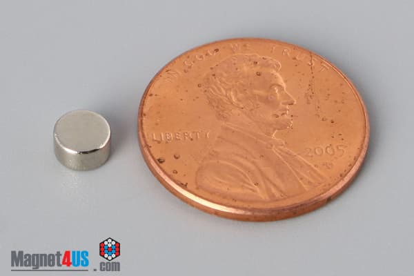 3/16" dia. x 1/10" N45 Neodymium Disc Magnet