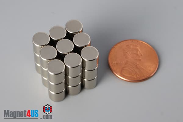 1/4" dia. x 1/4" N45 Neodymium Cylinder Magnet - photo 5
