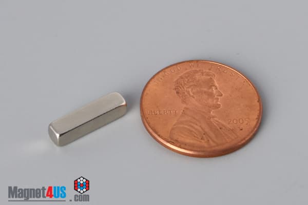 1/8" x 1/8" x 1/2" N45 Neodymium Block Magnet