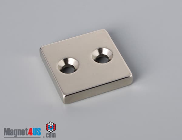 1" x 1" x 3/16" #6 N42 Countersunk Magnet