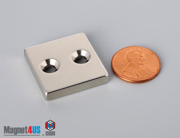 1" x 1" x 3/16" #6 N42 Countersunk Magnet - photo 2
