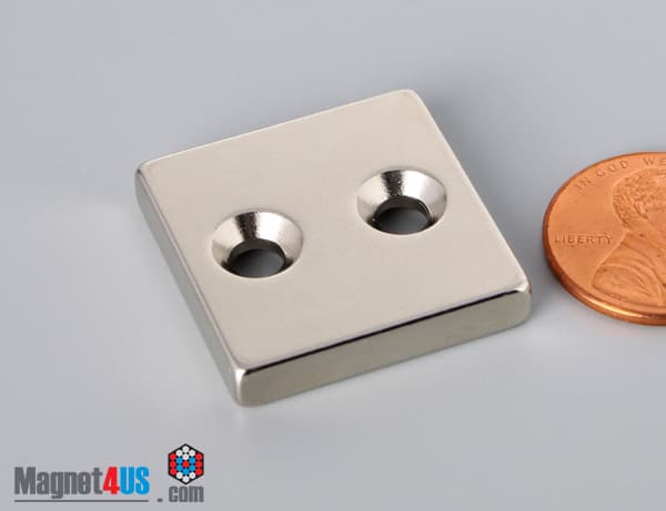 1" x 1" x 3/16" #6 N42 Countersunk Magnet - photo 3
