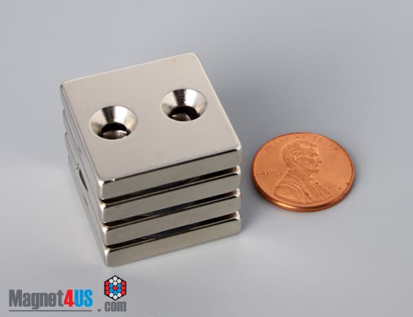 1" x 1" x 3/16" #6 N42 Countersunk Magnet - photo 5
