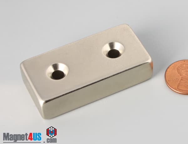 2" x 1" x 1/2" #8 N42 Countersunk Magnet - photo 3