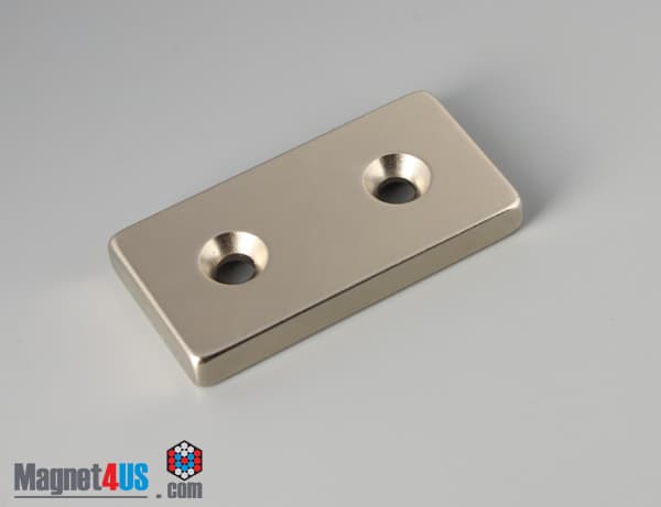 2" x 1" x 1/4" #8 N42 Countersunk Magnet
