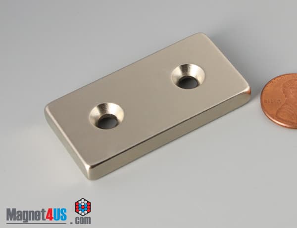 2" x 1" x 1/4" #8 N42 Countersunk Magnet - photo 3