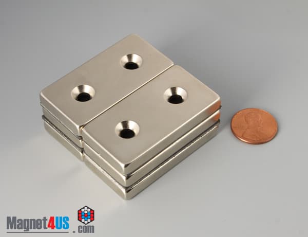 2" x 1" x 1/4" #8 N42 Countersunk Magnet - photo 5