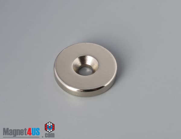 1" od x 3/16" #10 N42 Countersunk Magnet